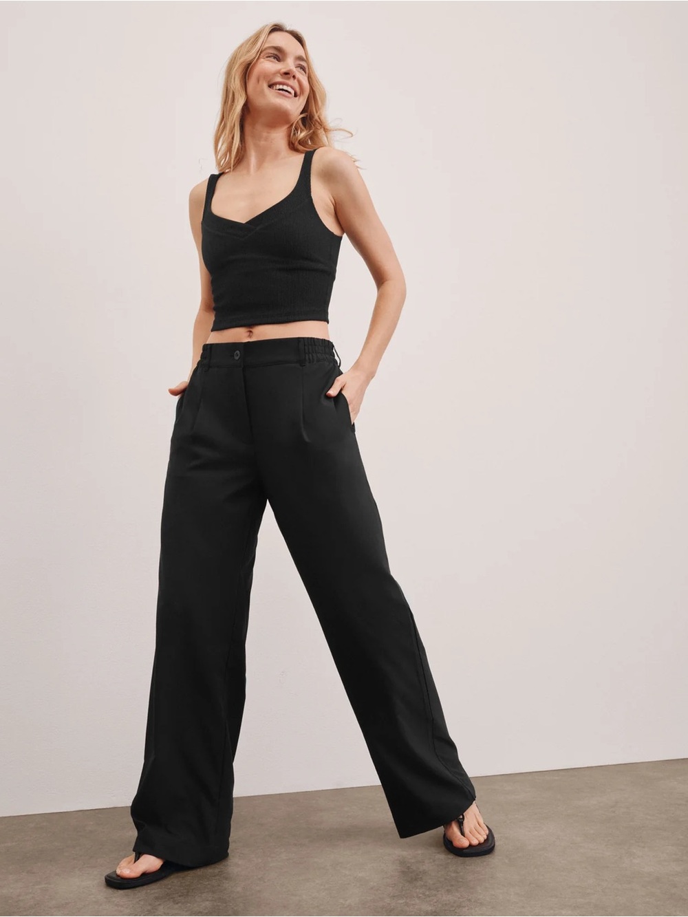 Beyond Yoga Status Wide Leg Trouser 31" XS Black
